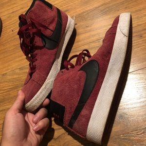 Nike Blazers in burgundy red